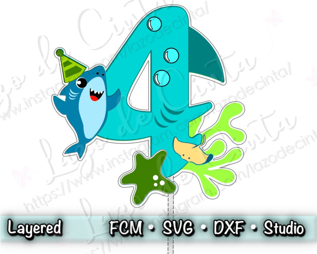 Shark Cake Topper SVG | Sea Themed - Kids - Birthday - Party ...