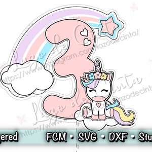 Unicorn Cake Topper Svg | Unicorn Cut File | Cake Topper Cut File | Unicorn Party Cake Topper Svg | ScanNCut File | SVG File | Unicorn SVG