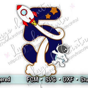 Astronaut Kuchen Topper SVG | Astronaut unter dem Motto - Rakete - Kinder - Geburtstag - Party - | Dateien in: SVG - DXF - ScanNcut Datei - Silhouette Studio