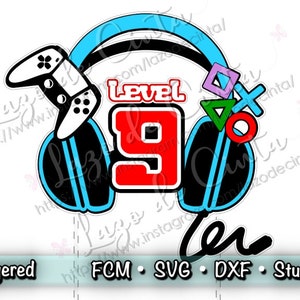 Svg de gâteau d'anniversaire de joueur | Topper Svg de jeu vidéo | Anniversaire sur le thème des joueurs | Fichiers : SVG - DXF - ScanNcut - Silhouette Studio