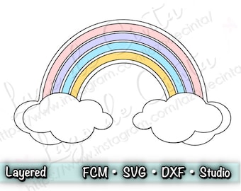 Rainbow Birthday Cake Topper Svg | Rainbow Layered Cake Topper Svg | Rainbow 3d Cake Topper Svg | Rainbow with clouds Svg | Rainbow Cut File