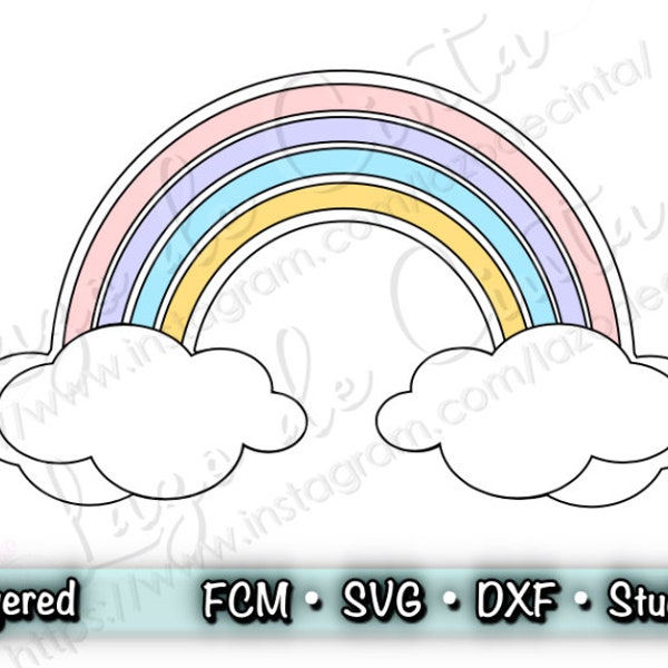 Rainbow Birthday Cake Topper Svg | Rainbow Layered Cake Topper Svg | Rainbow 3d Cake Topper Svg | Rainbow with clouds Svg | Rainbow Cut File