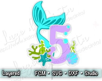 Mermaid Cake Topper Cut File | Mermaid Cake Topper SVG |  Mermaid Party Cake Topper SVG |  Cake Topper Cut File | Mermaid ScanNCut File
