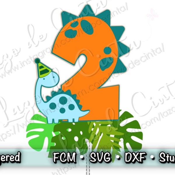 Dinosaur Cake Topper SVG | Dinosaur Cut File | Dinosaur Party Cake Topper SVG | Dino Birthday Cake Topper Dxf | Scanncut File | Dinosaur SVG