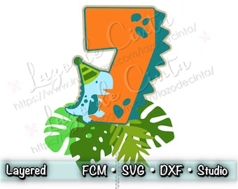 Dinosaur Cake Topper SVG | Dino - T-Rex Dinosaur - Birthday - Party - Celebration | Cut Files in: SVG - DXF - ScanNcut - Silhouette Studio