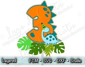 Dinosaur Cake Topper Dxf | Dinosaur Cake Topper SVG | Dinosaur Party Cake Topper Svg | Dino Party Cake | Scanncut File | Dinosaur SVG