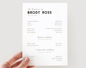 Simple, Modern, Editable LDS Baptism Program Template: 5X7 Instant Download | Gender Neutral LDS Baptism Program