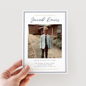 LDS Boy Baptism Invite Printable: 5X7 Instant Download | LDS Baptism Announcement | Editable Printable