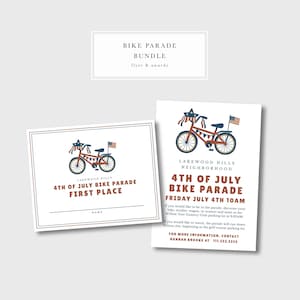 Lot d'invitations et de certificats de récompense pour la parade du 4 juillet, parade de vélos pour enfants du quartier de la fête de l'indépendance, parade de décoration de vélos