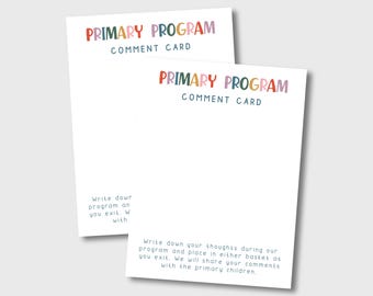 初等協会プログラムコメントカード、LDS初等協会プレゼンテーション聖餐プログラムコメントカード、初等協会プレゼンテーション印刷可能2025