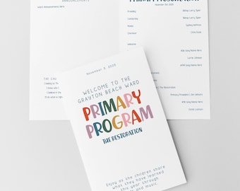 Primäres Präsentationsprogramm, LDS Primäres Präsentations-Sakramentprogramm, bearbeitbare Vorlage, LDS-Sakramententreffenprogramm-Primärprogramm