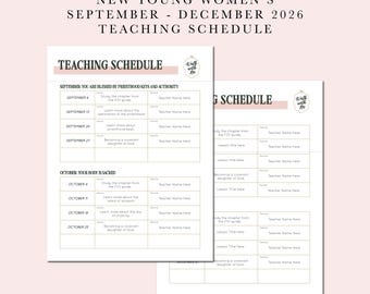 NEW Teaching Schedule LDS Young Women For the Strength of Youth Sunday Lesson Teaching Schedule FSOY