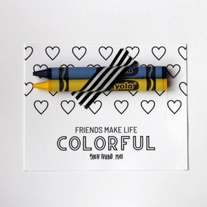 Crayon Valentine Tags, Coloring Gift Tags, Classroom Valentine, Kids Valentine&#39;s Tags Printable