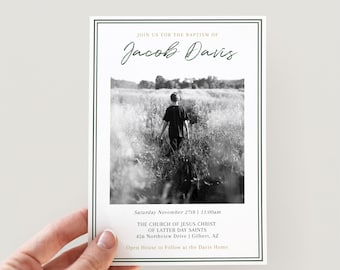 LDS Boy Baptism Invite Printable: 5X7 Instant Download | LDS Baptism Announcement | Editable Printable