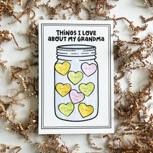 Things I Love About You Jar, Mother's Day Card for Grandma Printable Kids Activity (Digital Download) image 1