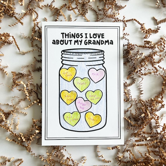 Things I Love About You Jar, Mother's Day Card for Grandma Printable Kids Activity (Digital Download)