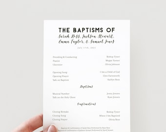 Joint LDS Baptism Program Editable Template | LDS Baptism for 2, 3, or 4 Children | Group LDS Baptism Program