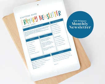 LDS Primary Newsletter Template | Printable LDS Newsletter Instant Download | 2022 Primary Newsletter