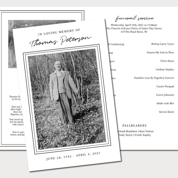 LDS Funeral Program, Memorial Service Program, Order of Service, Funeral Printable Program, Editable Template