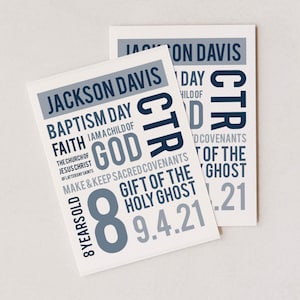Boy LDS Baptism Gift Printable, blue table decor, editable subway was art print, baptism quote art digital download boy room decor