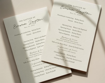 Simple, Modern, Editable LDS Baptism Program Template: 5X7 Instant Download | Gender Neutral LDS Baptism Program