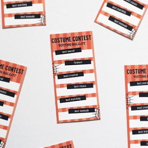 Editable Halloween Costume Contest Voting Cards, Halloween Contest printable Ballot, Costume Contest, Halloween Ideas, Halloween Award