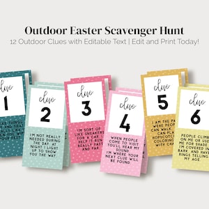 Outdoor Oster Schnitzeljagd Hinweise Printable Osterkorb Jagd Hinweise für Kinder Oster Schnitzeljagd Rätsel Bearbeitbare Osterei Hinweise