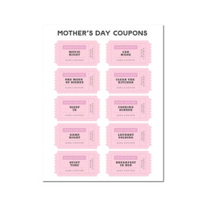 Mother's Day Coupon | Birthday Coupon Book Template | Kids Mothers Day Craft Activity Template ...