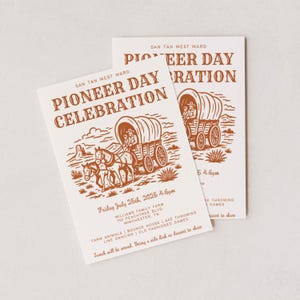 Editable LDS Pioneer Day Celebration Invitation, Pioneer Day Trek Invite, Covered Wagon Western Style Flyer, Oregon Trail Western Party