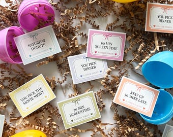 Fichas imprimibles para rellenar huevos de Pascua / Cupón para la búsqueda de huevos de Pascua sin dulces / Descarga digital