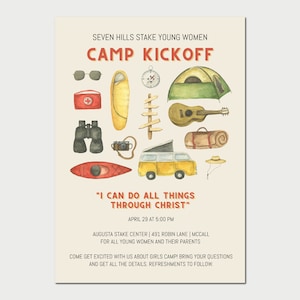 LDS Girls Camp Kickoff Invitation | Young Women&#39;s Camp Invite | Girls Camp Invite | LDS Young Women Camp | 2023 LDS Youth Theme Invite