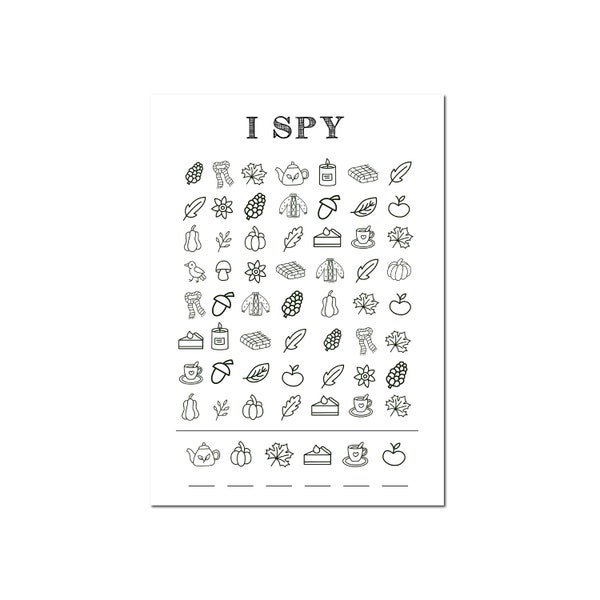Halloween I Spy Activity, Fall I Spy Game For Kids, Printable Halloween Activity, Fall Classroom Activity, Kids Fall Find It