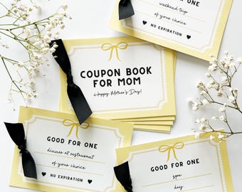 Libro de cupones imprimible para el Día de la Madre, ideas de regalos para mamá, regalos de los niños, descarga digital