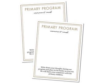 LDS Primary Presentation Comment Card | Primary Program Old Testament | Printable & Editable