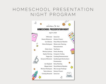 Homeschool Presentation Night Program | Talent Night Program Template | Homeschool Graduation | Home School End of the Year