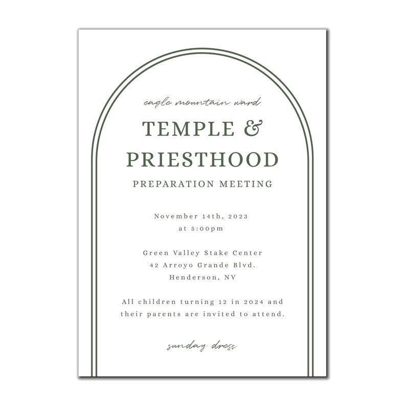 Temple and Priesthood Preview Invitation LDS Temple &amp; Priesthood Preview Editable Template: 5X7 ...