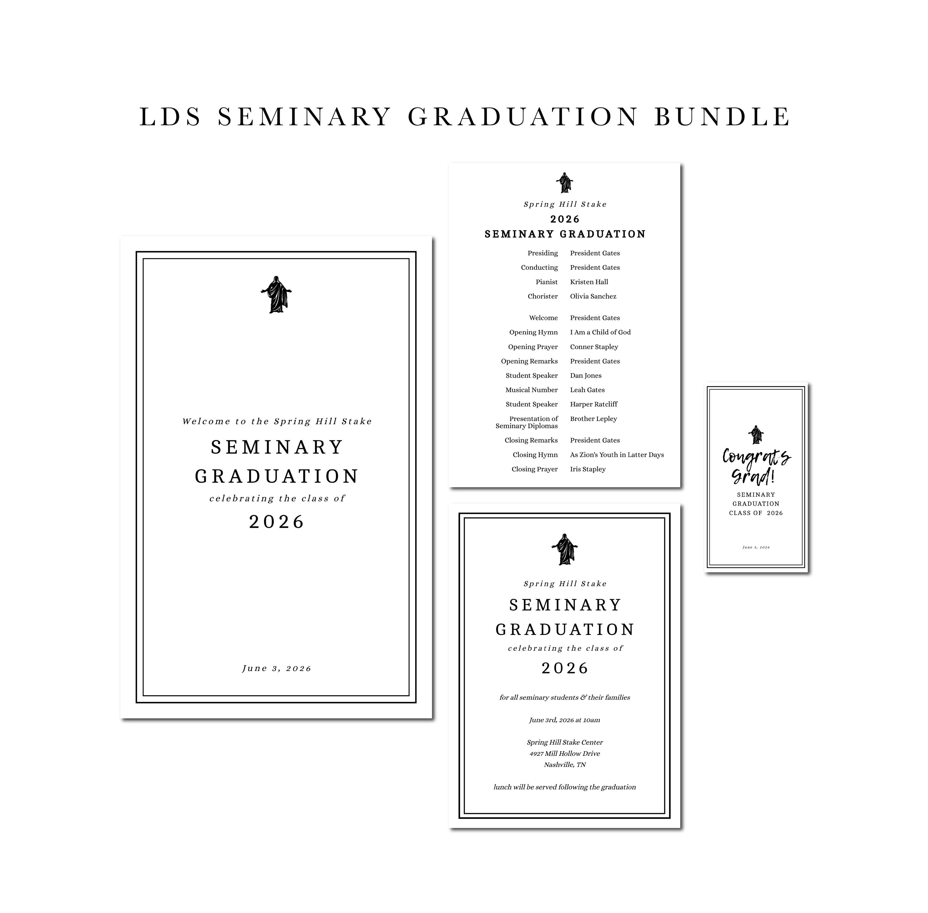 Church Graduation Program Example LDS Seminary Graduation Printable Bundle | LDS Youth Grad Editable ...
