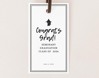 Etiqueta de regalo imprimible para graduación del Seminario SUD / Etiqueta de recuerdo editable para jóvenes graduados SUD / Plantilla de decoración para ceremonia de graduación de la Iglesia