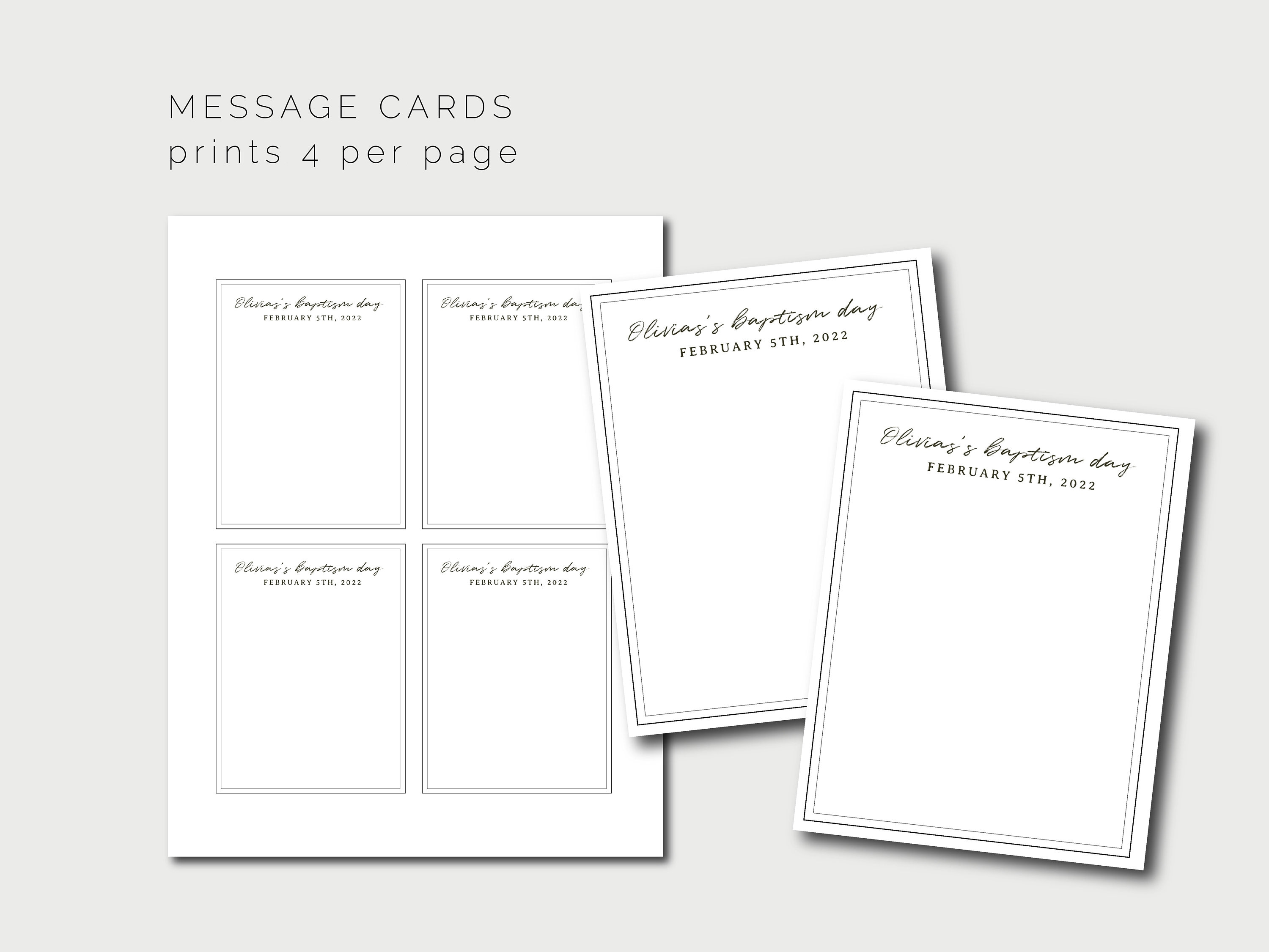 LDS Baptism Message Card Template Simple Modern Message Sign Baptism ...
