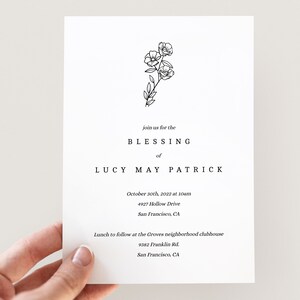 LDS baby zegen uitnodiging sjabloon | Uitnodiging voor de zegenceremonie | Moderne neutrale babyzegen