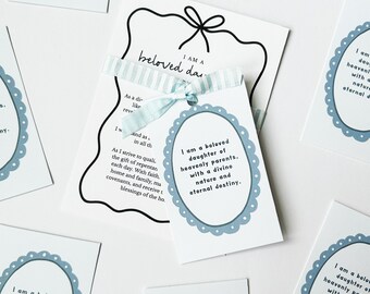 LDS Girls Camp Pillow Treat Tag Young Women Printable | Youth Gift Tag Printable  Secret Sister | I am a Beloved Daughter Tag YW Theme