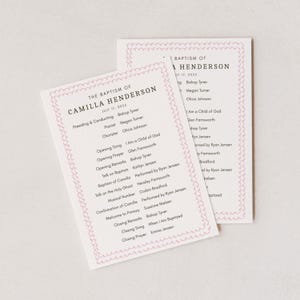 Girl Pink Scalloped Edge LDS Baptism Program Template | Instant Download | Printable Baptism Program | Pink LDS Baptism Program