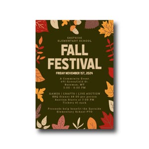 Editable Fall Festival Flyer, Autumn Harvest School Fundraiser Event, Printable Fall Invitation