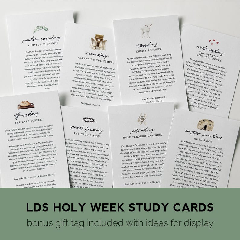 LDS Holy Week Study Card Set Printable Easter Story Advent Countdown ...