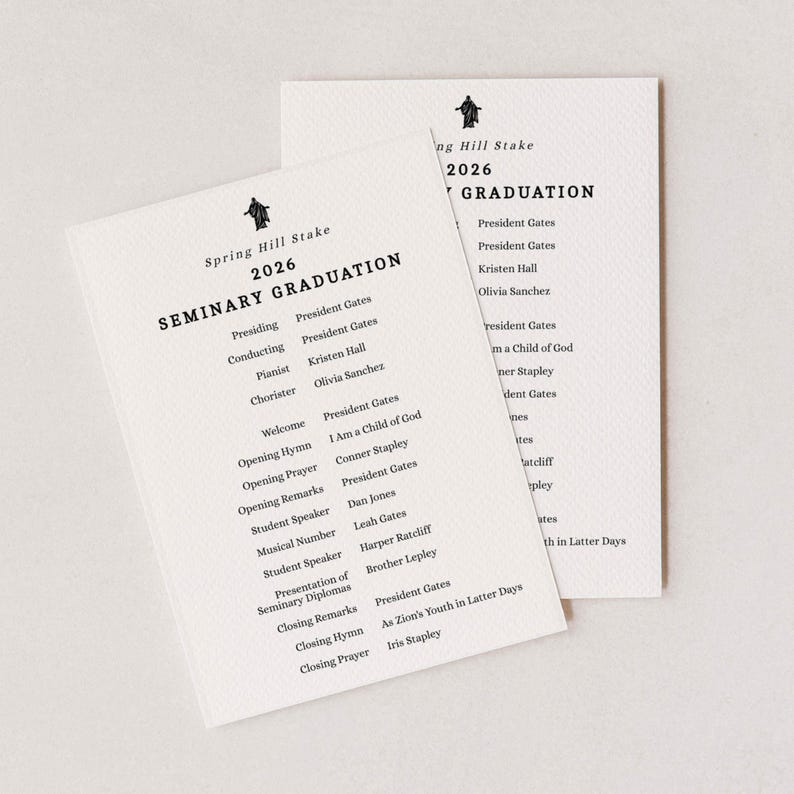 Church Graduation Program Example 5X7 LDS Seminary Graduation Program Printable | LDS Youth Grad Editable ...