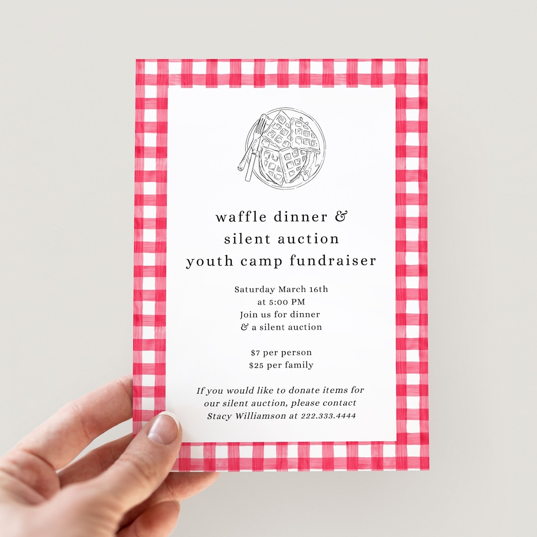 Waffle Dinner Fundraiser Flyer Waffle Invitation Fundraiser Breakfast ...