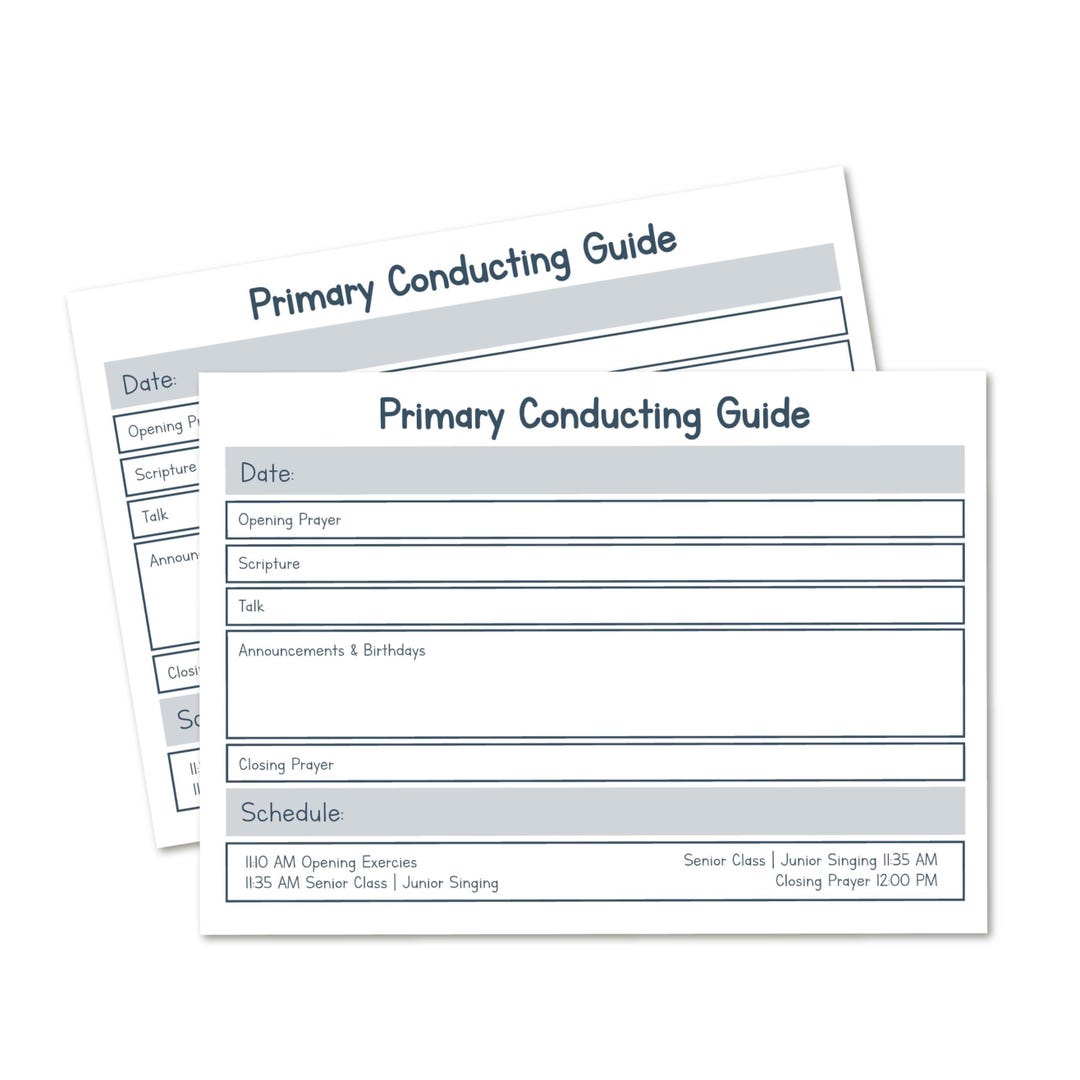 Primary Conducting Guide Template | LDS Editable Conducting Sheet ...