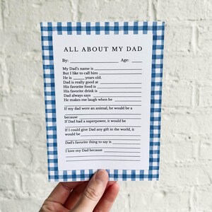 Questionnaire fête des pères pour les enfants plus âgés, entretien imprimable pour la fête des pères au format PDF, bricolage amusant à télécharger pour la fête des pères