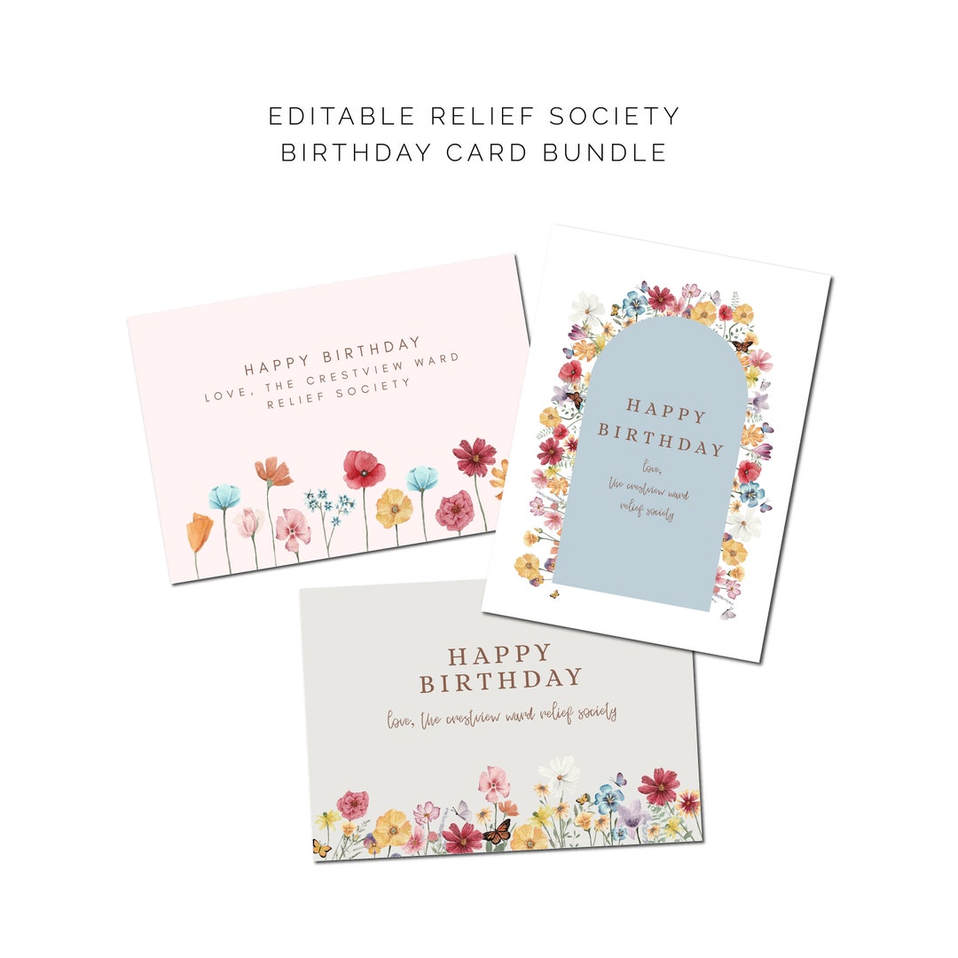Relief Society Happy Birthday Editable Card | Relief Society Birthday ...