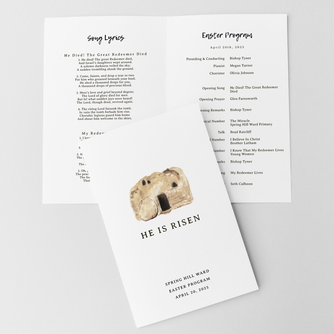 LDS Easter Sacrament Meeting Program, LDS Easter Program Printable ...